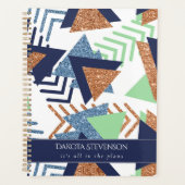 80s Kleur Abstract | Navy Roos Gold Mint Custom Planner (Voorkant)