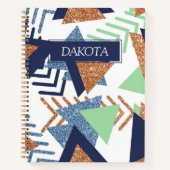 80s Kleur Abstract | Navy Roos Gold Mint Recept Notitieboek (Voorkant)