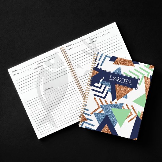 80s Kleur Abstract | Navy Roos Gold Mint Recept Notitieboek