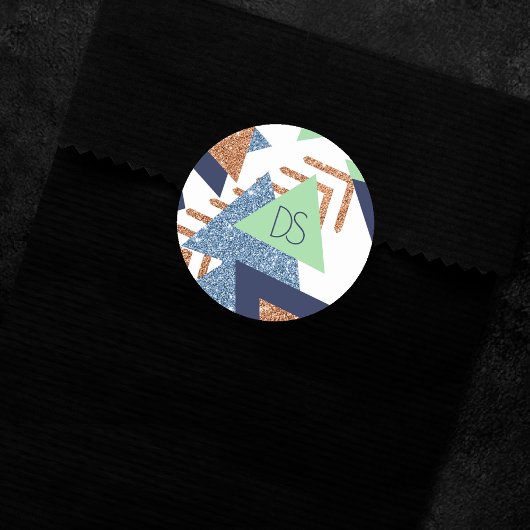 80s Kleur Abstract | Navy Roze Goud Mint Custom Ronde Sticker