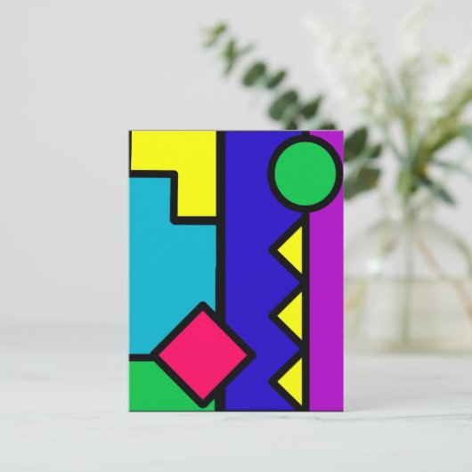 80s kleurenblok herstellen briefkaart (Staand voorkant)