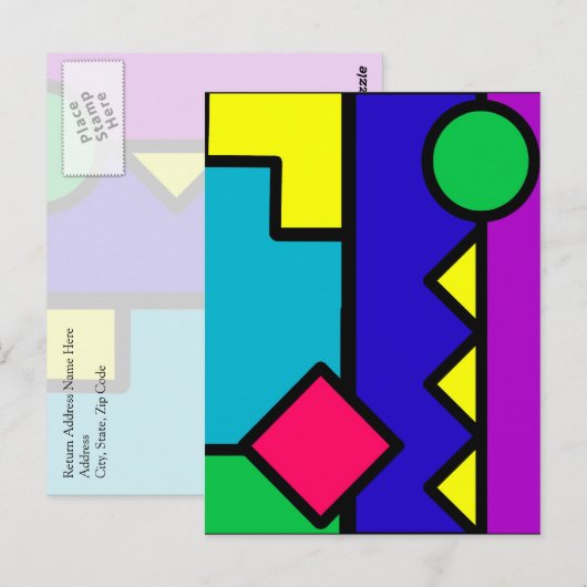 80s kleurenblok herstellen briefkaart (Voorkant / Achterkant)