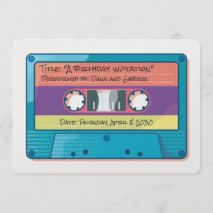 80s kleurrijke retro muziekcassette kaart