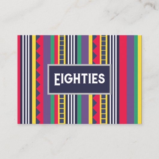 80s kleurrijke strepen visitekaartje (Voorkant)