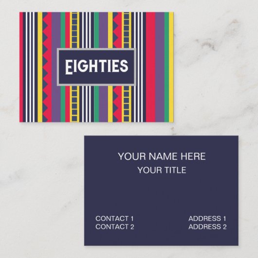 80s kleurrijke strepen visitekaartje (Voorkant / Achterkant)
