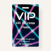 80s Laser VIP All Access Custom Concert Badge (Voorkant)