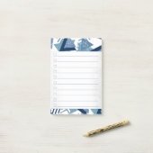 80s Luxe Abstract | Turkoois en Navy Checklist Post-it® Notes (Op bureau)