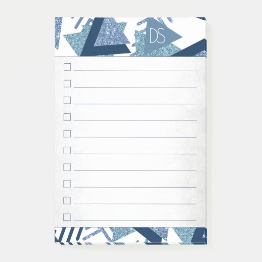 80s Luxe Abstract | Turkoois en Navy Checklist Post-it® Notes (Voorkant)