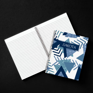 80s Luxe Abstract Turquoise en Navy Blue Custom Notitieboek