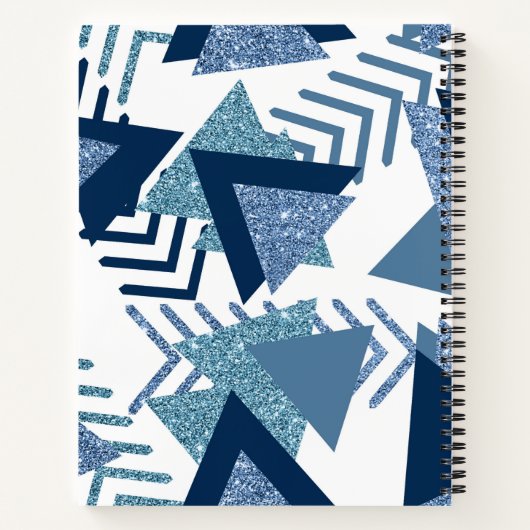 80s Luxe Abstract | Turquoise en Navy Blue Custom Notitieboek (Achterkant)