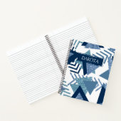 80s Luxe Abstract | Turquoise en Navy Blue Custom Notitieboek (Binnen)