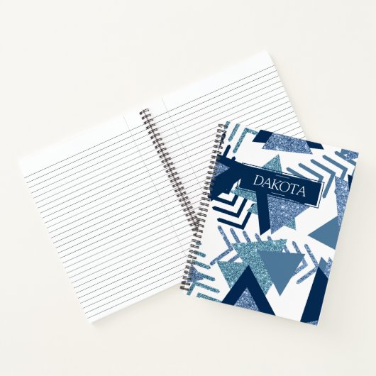 80s Luxe Abstract | Turquoise en Navy Blue Custom Notitieboek (Binnen)