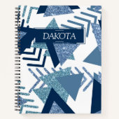 80s Luxe Abstract | Turquoise en Navy Blue Custom Notitieboek (Voorkant)