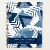 80s Luxe Abstract | Turquoise en Navy Blue Custom Planner (Voorkant)