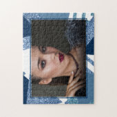 80s Luxe Abstract | Turquoise en Navy Blue Foto Legpuzzel (Verticaal)
