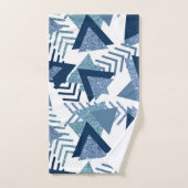 80s Luxe Abstract | Turquoise en Navy Blue Shapes Bad Handdoek (Handdoek)