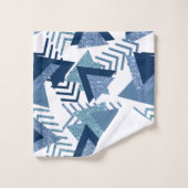 80s Luxe Abstract | Turquoise en Navy Blue Shapes Bad Handdoek (Wasdoekje)