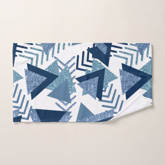 80s Luxe Abstract | Turquoise en Navy Blue Shapes Bad Handdoek (Handdoek)
