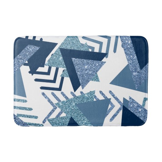 80s Luxe Abstract | Turquoise en Navy Blue Shapes Badmat (Voorkant)