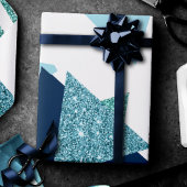 80s Luxe Abstract | Turquoise en Navy Blue Shapes Cadeaupapier