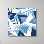 80s Luxe Abstract | Turquoise en Navy Blue Shapes Canvas Afdruk (Voorkant)