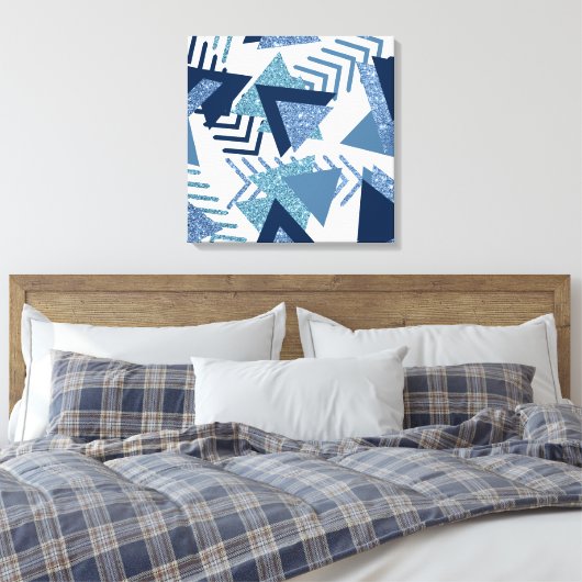 80s Luxe Abstract | Turquoise en Navy Blue Shapes Canvas Afdruk (Insitu (Slaapkamer))