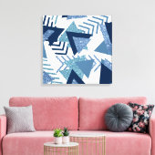 80s Luxe Abstract | Turquoise en Navy Blue Shapes Canvas Afdruk (Insitu (Woonkamer))
