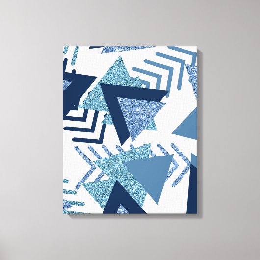 80s Luxe Abstract | Turquoise en Navy Blue Shapes Canvas Afdruk (Voorkant)