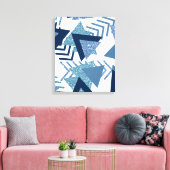 80s Luxe Abstract | Turquoise en Navy Blue Shapes Canvas Afdruk (Insitu (Woonkamer))