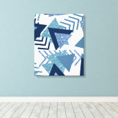 80s Luxe Abstract | Turquoise en Navy Blue Shapes Canvas Afdruk (Insitu (Houten vloer))
