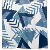 80s Luxe Abstract | Turquoise en Navy Blue Shapes Douchegordijn (Voorkant)