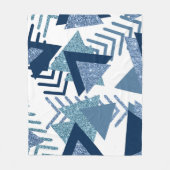 80s Luxe Abstract | Turquoise en Navy Blue Shapes Fleece Deken (Voorkant)