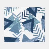 80s Luxe Abstract | Turquoise en Navy Blue Shapes Fleece Deken (Voorkant (Horizontaal))