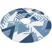 80s Luxe Abstract | Turquoise en Navy Blue Shapes Kerstboom Rok (Gekanteld)