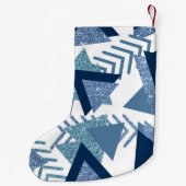80s Luxe Abstract | Turquoise en Navy Blue Shapes Kleine Kerstsok (Achterkant)