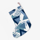 80s Luxe Abstract | Turquoise en Navy Blue Shapes Kleine Kerstsok (Achterkant (Hangend))