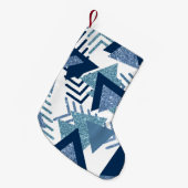 80s Luxe Abstract | Turquoise en Navy Blue Shapes Kleine Kerstsok (Voorkant (Hangend))