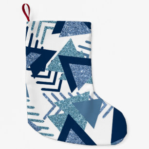 80s Luxe Abstract   Turquoise en Navy Blue Shapes Kleine Kerstsok