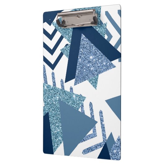 80s Luxe Abstract | Turquoise en Navy Blue Shapes Klembord (Links)