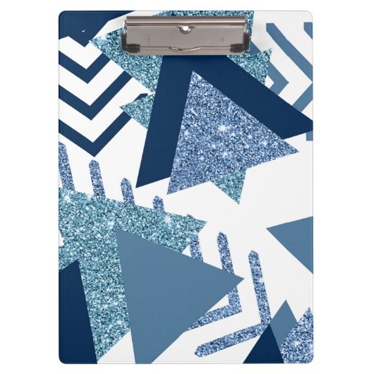 80s Luxe Abstract | Turquoise en Navy Blue Shapes Klembord (Voorkant)