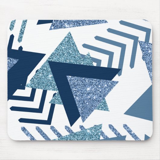 80s Luxe Abstract | Turquoise en Navy Blue Shapes Muismat (Voorkant)