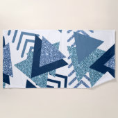 80s Luxe Abstract | Turquoise en Navy Blue Shapes Strandlaken (Voorkant)