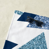 80s Luxe Abstract | Turquoise en Navy Blue Shapes Strandlaken (In situ)