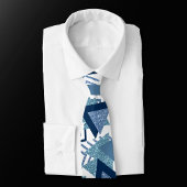 80s Luxe Abstract | Turquoise en Navy Blue Shapes Stropdas