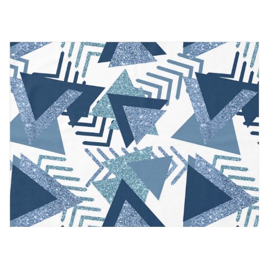 80s Luxe Abstract | Turquoise en Navy Blue Shapes Tafelkleed (Voorkant (Horizontaal))