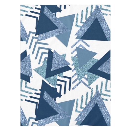 80s Luxe Abstract | Turquoise en Navy Blue Shapes Tafelkleed (Voorkant)