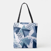 80s Luxe Abstract | Turquoise en Navy Blue Shapes Tote Bag (Achterkant)