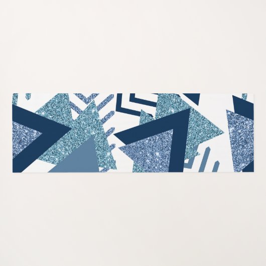 80s Luxe Abstract | Turquoise en Navy Blue Shapes Yogamat (Achterkant (horizontaal))