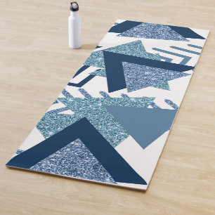 80s Luxe Abstract   Turquoise en Navy Blue Shapes Yogamat