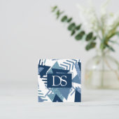 80s Luxe Abstract | Turquoise en Navy Monogram Contactkaartje (Staand voorkant)